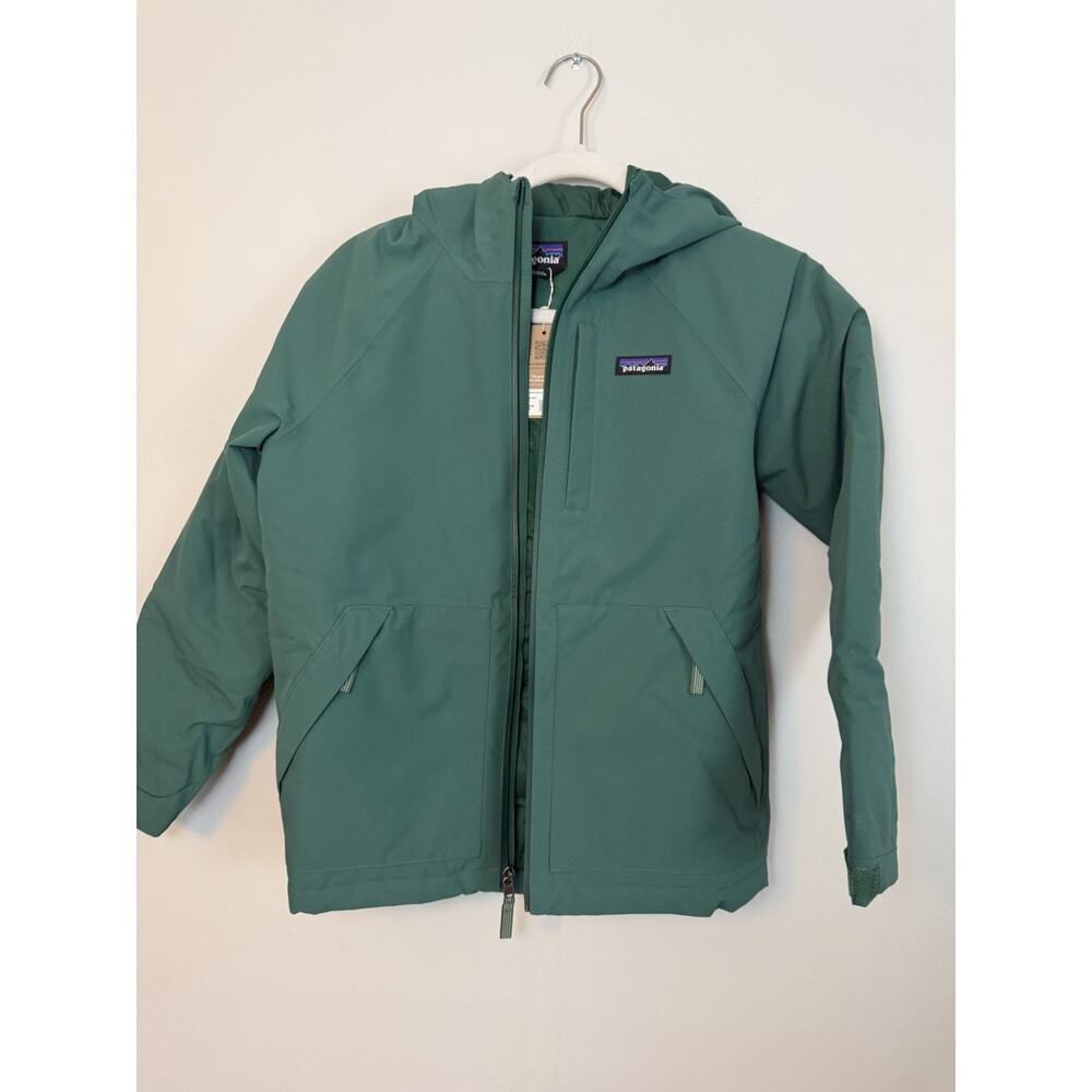 Patagonia Everyday Ready Hooded Jacket Conifer Green Waterproof Kids 10 NWT $169 - Picture 1 of 16